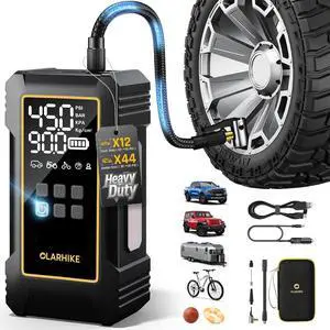 12000mAh Heavy Duty Tire Inflator Portable Air Compressor | Powerful, 7X Faster, 150PSI, Dual Power 12V&Cordless, For Car Tires, Pickup Trucks, Jeeps, SUVs & RVs, Digital Pressure Gauge 12000mAh Heavy Duty Tire Inflator Portable Air Compressor | Powerful, 7X Faster, 150PSI, Dual Power 12V&Cordless, For Car Tires, Pickup Trucks, Jeeps, SUVs & RVs, Digital Pressure Gauge