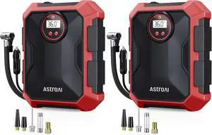 Portable Air Compressor and Tire Inflator - 12V DC Auto Accessory with LED Light and Digital Display - 100PSI for Car, Bicycle and Other Tires (Pack of 2) Portable Air Compressor and Tire Inflator - 12V DC Auto Accessory with LED Light and Digital Display - 100PSI for Car, Bicycle and Other Tires (Pack of 2)