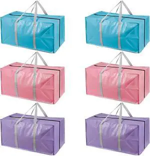 Heavy Duty Extra Large Moving Bags with Extra Long Handles -Includes Backpack Straps - Easy Storage For Space Saving (Mixed Color-6 Bag) Heavy Duty Extra Large Moving Bags with Extra Long Handles -Includes Backpack Straps - Easy Storage For Space Saving (Mixed Color-6 Bag)