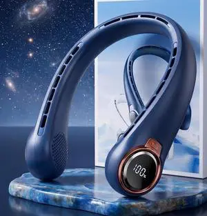 Portable Neck Fan, 6000mAh Rechargeable Fan Blows Cold Air with LED Display, 4 Speeds, 20H Runtime, Quiet Wearable 360° Personal Cooling Fan for Outdoor Travel Work Gym,Fireplace Fans-Blue Portable Neck Fan, 6000mAh Rechargeable Fan Blows Cold Air with LED Display, 4 Speeds, 20H Runtime, Quiet Wearable 360° Personal Cooling Fan for Outdoor Travel Work Gym,Fireplace Fans-Blue