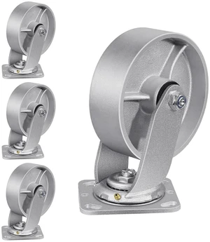 6" x 2" Heavy Duty Industrial Casters Steel Cast Iron Wheels with Roller Bearing, 4800 LBS Capacity, Metal Casters (4 Swivel) 6" x 2" Heavy Duty Industrial Casters Steel Cast Iron Wheels with Roller Bearing, 4800 LBS Capacity, Metal Casters (4 Swivel)