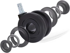 2.8 Inch Hubless Office Chair Wheels Silent Rolling Desk Chair Casters for Hardwood & Carpet, Smooth Glide 11x22mm Universal Fit, Set of 5 (Black) 2.8 Inch Hubless Office Chair Wheels Silent Rolling Desk Chair Casters for Hardwood & Carpet, Smooth Glide 11x22mm Universal Fit, Set of 5 (Black)