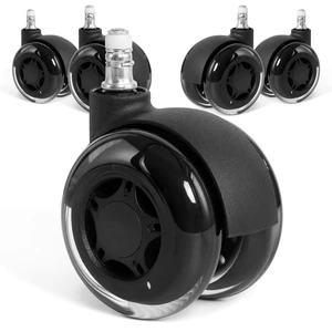 3 Inch Double Rollerblade Office Chair Wheels Smooth & Quiet Replacement for Heavy Duty Gaming Chairs, Hardwood & Carpet, Set of 5 (Black) 3 Inch Double Rollerblade Office Chair Wheels Smooth & Quiet Replacement for Heavy Duty Gaming Chairs, Hardwood & Carpet, Set of 5 (Black)