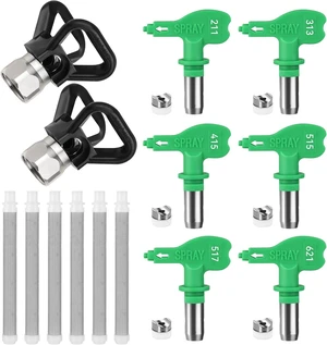 15 Pcs Sprayer Tip Set with 7 Reversible High Pressure Nozzle Tips, 2 Tip Guards & 6 Paint Gun Filters, for Titan/Wagner 351 Series Tips (517, 621, 211, 313, 415, 515) 15 Pcs Sprayer Tip Set with 7 Reversible High Pressure Nozzle Tips, 2 Tip Guards & 6 Paint Gun Filters, for Titan/Wagner 351 Series Tips (517, 621, 211, 313, 415, 515)