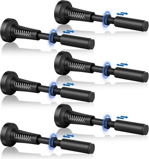 6 Pcs Adjustable Spring Door Stops, 4.17-5.35 in Long (Black) 6 Pcs Adjustable Spring Door Stops, 4.17-5.35 in Long (Black)