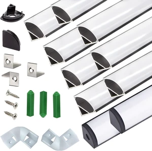 3.28ft V-Shape UV Resistant LED Strip Channel Diffuser, 10-Pack Aluminum Profiles with Frosted Cover & Corner Connector for Cabinet, Stairs, Wall & Outdoor (3.28FT, 10) 3.28ft V-Shape UV Resistant LED Strip Channel Diffuser, 10-Pack Aluminum Profiles with Frosted Cover & Corner Connector for Cabinet, Stairs, Wall & Outdoor (3.28FT, 10)