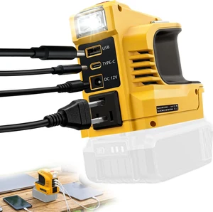 220W Portable Power Inverter for DeWalt 20V Battery, DC 18V to AC 110V-120V with 12V DC Output, 1 AC Outlet, USB & Type-C, 200LM LED (Tool Only) 220W Portable Power Inverter for DeWalt 20V Battery, DC 18V to AC 110V-120V with 12V DC Output, 1 AC Outlet, USB & Type-C, 200LM LED (Tool Only)