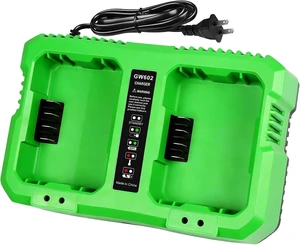 Dual Charger for Greenworks 60V Battery Fast Simultaneous Charging Station with USB-A & Type-C Ports, Fits Greenworks Pro 60V Li-ion Battery & Cordless Tools Dual Charger for Greenworks 60V Battery Fast Simultaneous Charging Station with USB-A & Type-C Ports, Fits Greenworks Pro 60V Li-ion Battery & Cordless Tools