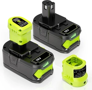 2 Pack 8.0Ah Ryobi 18V Battery & Charger Combo Replacement, P107 P108 2 Pack 8.0Ah Ryobi 18V Battery & Charger Combo Replacement, P107 P108