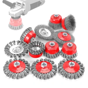 12 Pack Wire Wheel Brush Set for Angle Grinder 6x 4" Wheels & 6x 3" Cups, 5/8"-11 Arbor, 0.020 In Twisted Knotted Carbon Steel for Rust Removal 12 Pack Wire Wheel Brush Set for Angle Grinder 6x 4" Wheels & 6x 3" Cups, 5/8"-11 Arbor, 0.020 In Twisted Knotted Carbon Steel for Rust Removal