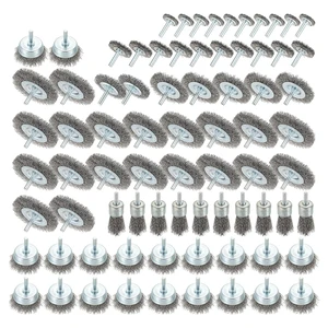 82 Pcs Carbon Steel Wire Brush Kit for Drill with 1/4 in Shank, 1-3" 82 Pcs Carbon Steel Wire Brush Kit for Drill with 1/4 in Shank, 1-3"