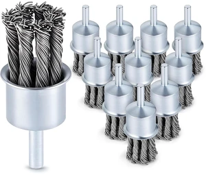 10 Pack 1" Twist Knotted Wire End Brush, 1/4 Inch Shank, 20000 RPM 10 Pack 1" Twist Knotted Wire End Brush, 1/4 Inch Shank, 20000 RPM