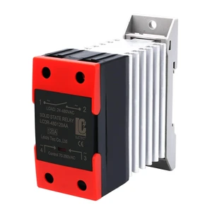 DIN Rail Single Phase Solid State Relay (SSR) with Heat Sink, AC to AC 120A, Resistive 60A, Inductive 20A DIN Rail Single Phase Solid State Relay (SSR) with Heat Sink, AC to AC 120A, Resistive 60A, Inductive 20A