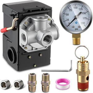 Air Compressor Pressure Switch, 135-175 PSI, 4-Port Plug Fitting Kit Air Compressor Pressure Switch, 135-175 PSI, 4-Port Plug Fitting Kit