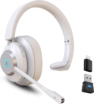 Bluetooth Headset with Microphone for Truck Drivers AI Noise Canceling, One Mute Button, BT & USB Dongle, Wireless for Work, Office, Call Centers, Phones & PC Bluetooth Headset with Microphone for Truck Drivers AI Noise Canceling, One Mute Button, BT & USB Dongle, Wireless for Work, Office, Call Centers, Phones & PC