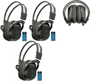 RP Accessories IR-601B Infrared Wireless Headphones, 2-Channel Folding for Car TV & DVD Audio, Set of 3 RP Accessories IR-601B Infrared Wireless Headphones, 2-Channel Folding for Car TV & DVD Audio, Set of 3