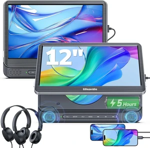 12" Dual Car DVD Players with 2 Headphones, HDMI Input, 5-Hour Battery, MP4 12" Dual Car DVD Players with 2 Headphones, HDMI Input, 5-Hour Battery, MP4