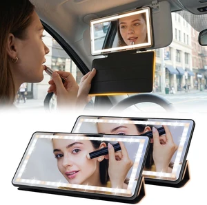 2 Pcs Car Sun Visor Vanity Mirror with Protective Cover LED Makeup Mirror, 3 Light Modes, Dual Rechargeable Dimmable Touch Control, Universal for Car, Truck & SUV 2 Pcs Car Sun Visor Vanity Mirror with Protective Cover LED Makeup Mirror, 3 Light Modes, Dual Rechargeable Dimmable Touch Control, Universal for Car, Truck & SUV