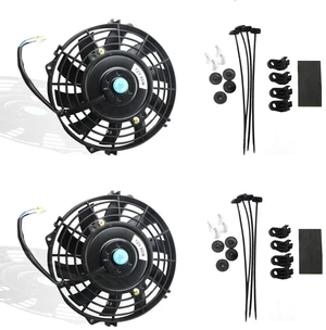 Black Universal 12V Electric Radiator Slim Fan, Push/Pull, with Mounting Kit, 7 Inch, Set of 2 Black Universal 12V Electric Radiator Slim Fan, Push/Pull, with Mounting Kit, 7 Inch, Set of 2