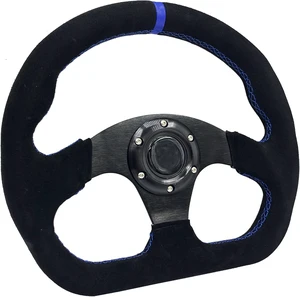 13" Sim Racing Steering Wheel Wrap Suede Leather with Blue Stripe 13" Sim Racing Steering Wheel Wrap Suede Leather with Blue Stripe