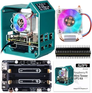 Raspberry Pi 4 Mini Tower Case with ICE Tower Cooler, UPS Plus Hat, 0.96" OLED Display & GPIO 1-to-2 Expansion Board for Pi 4 Model B Raspberry Pi 4 Mini Tower Case with ICE Tower Cooler, UPS Plus Hat, 0.96" OLED Display & GPIO 1-to-2 Expansion Board for Pi 4 Model B