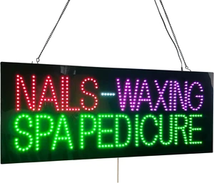 32"×13" LED Nails Waxing Spa Pedicure Sign Nail Bar & Beauty Salon Decor 32"×13" LED Nails Waxing Spa Pedicure Sign Nail Bar & Beauty Salon Decor