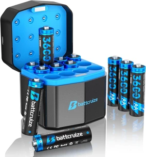 12-Pack AA Lithium Rechargeable Batteries with 12-Slot Charger 12-Pack AA Lithium Rechargeable Batteries with 12-Slot Charger