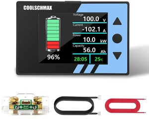 300A Battery Monitor with Shunt 2.4" TFT LCD Coulomb Meter 300A Battery Monitor with Shunt 2.4" TFT LCD Coulomb Meter