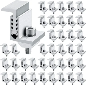 40-Pack Solar Panel End Clamp Mounting Kit Z Brackets, Mid Clamps, Aluminum Rail End Clamps & Grounding Gutter Hardware for PV Mounting System Installation 40-Pack Solar Panel End Clamp Mounting Kit Z Brackets, Mid Clamps, Aluminum Rail End Clamps & Grounding Gutter Hardware for PV Mounting System Installation