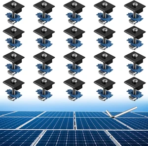 20 PCS Black Solar Panel Mid Clamps for Unistrut, 30mm/35mm 20 PCS Black Solar Panel Mid Clamps for Unistrut, 30mm/35mm