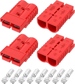 Anderson Connector 350A 600V Battery Quick Connect/Disconnect for 2/0 AWG Cables Plug for Winch, Trailer, RV & Forklift (Red, 4 PCS) Anderson Connector 350A 600V Battery Quick Connect/Disconnect for 2/0 AWG Cables Plug for Winch, Trailer, RV & Forklift (Red, 4 PCS)