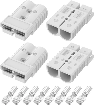 Anderson Connector 350A 600V Battery Quick Connect/Disconnect for 2/0 AWG Cables Plug for Winch, Trailer, RV & Forklift (Gray, 4 PCS) Anderson Connector 350A 600V Battery Quick Connect/Disconnect for 2/0 AWG Cables Plug for Winch, Trailer, RV & Forklift (Gray, 4 PCS)