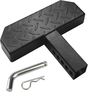 Universal 2-Inch Receiver Hitch Step Anti-Slip Tow Bumper Step Guard, Black for Pickup Truck, Car & SUV with Pin, 600 LBS Capacity Universal 2-Inch Receiver Hitch Step Anti-Slip Tow Bumper Step Guard, Black for Pickup Truck, Car & SUV with Pin, 600 LBS Capacity
