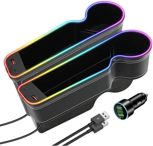 7-Color LED Car Seat Gap Organizer with 56W Fast Charger, 2 Pieces 7-Color LED Car Seat Gap Organizer with 56W Fast Charger, 2 Pieces
