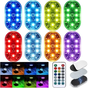 8 PCS Magnetic Wireless Interior Car Lights 8-Color RGB Ambient Nightlight 8 PCS Magnetic Wireless Interior Car Lights 8-Color RGB Ambient Nightlight