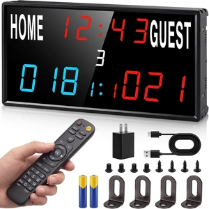 15" LED Digital Scoreboard with Remote IPX6 Waterproof, Dual Power 15" LED Digital Scoreboard with Remote IPX6 Waterproof, Dual Power