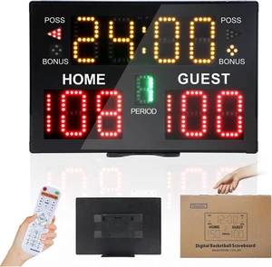 Portable LED Digital Scoreboard with Remote Battery-Powered Electronic Score Keeper for Basketball & Indoor/Outdoor Courts & Sports Events Portable LED Digital Scoreboard with Remote Battery-Powered Electronic Score Keeper for Basketball & Indoor/Outdoor Courts & Sports Events