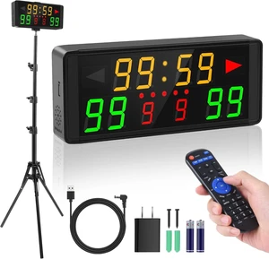 LED Electronic Scoreboard Digital Score Keeper with Remote & Tripod Basketball Shot Clock, Timer & 12/24h Real Time for Football, Cornhole, Ping Pong & Table Tennis LED Electronic Scoreboard Digital Score Keeper with Remote & Tripod Basketball Shot Clock, Timer & 12/24h Real Time for Football, Cornhole, Ping Pong & Table Tennis