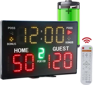 Ultra-Bright LED Digital Scoreboard with Remote Portable Battery-Powered Electronic Score Keeper for Basketball & Indoor/Outdoor Sports Ultra-Bright LED Digital Scoreboard with Remote Portable Battery-Powered Electronic Score Keeper for Basketball & Indoor/Outdoor Sports