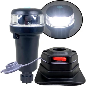 White Battery-Powered LED Navigation Lights for Boats Surface Mount (Curved), Fixed Base, 2-Mode Operation, 1NM Waterproof White Battery-Powered LED Navigation Lights for Boats Surface Mount (Curved), Fixed Base, 2-Mode Operation, 1NM Waterproof