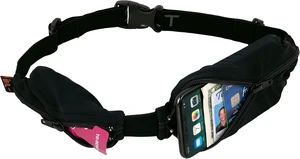 Double Pocket Running Belt for Women & Men Expandable Dual Pockets, Adjustable Waist, No Bounce, Black with Black Zipper Double Pocket Running Belt for Women & Men Expandable Dual Pockets, Adjustable Waist, No Bounce, Black with Black Zipper