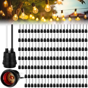 150 PCS Black Pigtail Lamp Holder E26/E27 Light Sockets Fully Sealed Waterproof 250V with Wire Cord for Outdoor Garden, Patio & DIY Illumination 150 PCS Black Pigtail Lamp Holder E26/E27 Light Sockets Fully Sealed Waterproof 250V with Wire Cord for Outdoor Garden, Patio & DIY Illumination