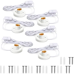 6Pcs E26/E27 Desktop Lamp Base Screw Bulb Socket Holder with 10 ft Cord & On/Off Switch Plug for Night Lights 6Pcs E26/E27 Desktop Lamp Base Screw Bulb Socket Holder with 10 ft Cord & On/Off Switch Plug for Night Lights
