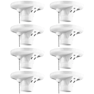Porcelain Light Socket with Outlet & Pull Chain, 8 Pack Porcelain Light Socket with Outlet & Pull Chain, 8 Pack