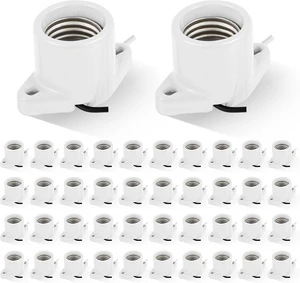Porcelain Keyless E26 Lamp Holder Light Socket with 6" Lead, 40 Pcs Porcelain Keyless E26 Lamp Holder Light Socket with 6" Lead, 40 Pcs