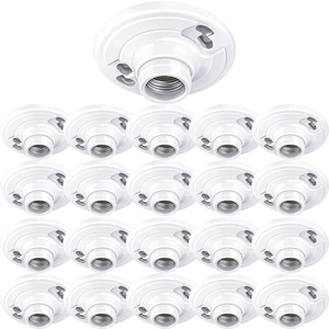 Medium Base E26 Keyless Plastic Lamp Holder, 660W UL Listed One-Piece Outlet Box Mount Ceiling Socket for LED & Incandescent Bulbs (20 Pack) Medium Base E26 Keyless Plastic Lamp Holder, 660W UL Listed One-Piece Outlet Box Mount Ceiling Socket for LED & Incandescent Bulbs (20 Pack)
