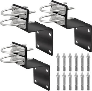 XRDS-RF Black-Coated Pole Mount Antenna Bracket with Double U-Bolt V Jaw Clamp for Outdoor Home Antenna, 3 Sets XRDS-RF Black-Coated Pole Mount Antenna Bracket with Double U-Bolt V Jaw Clamp for Outdoor Home Antenna, 3 Sets