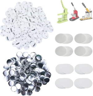 25mm (1 inch) Blank Pin Back Button Making Supplies, 500 Sets with Metal Covers, Plastic Backs, Clear Film & Blank Paper for Button Maker Machine 25mm (1 inch) Blank Pin Back Button Making Supplies, 500 Sets with Metal Covers, Plastic Backs, Clear Film & Blank Paper for Button Maker Machine