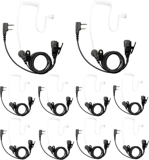 10 PCS UV-5R Surveillance Earpiece Kit with PTT Mic & Transparent Acoustic Tube, Compatible with BTECH, Retevis RT21 RT22, Kenwood, Arcshell AR-5 Radios 10 PCS UV-5R Surveillance Earpiece Kit with PTT Mic & Transparent Acoustic Tube, Compatible with BTECH, Retevis RT21 RT22, Kenwood, Arcshell AR-5 Radios