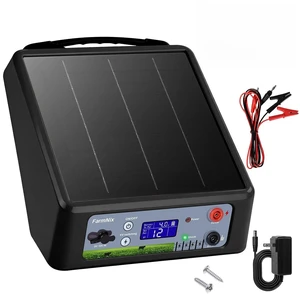 6-12KV Adjustable Solar Electric Fence Charger, 20 Miles Range, Max 2J Pulse, LED 6-12KV Adjustable Solar Electric Fence Charger, 20 Miles Range, Max 2J Pulse, LED